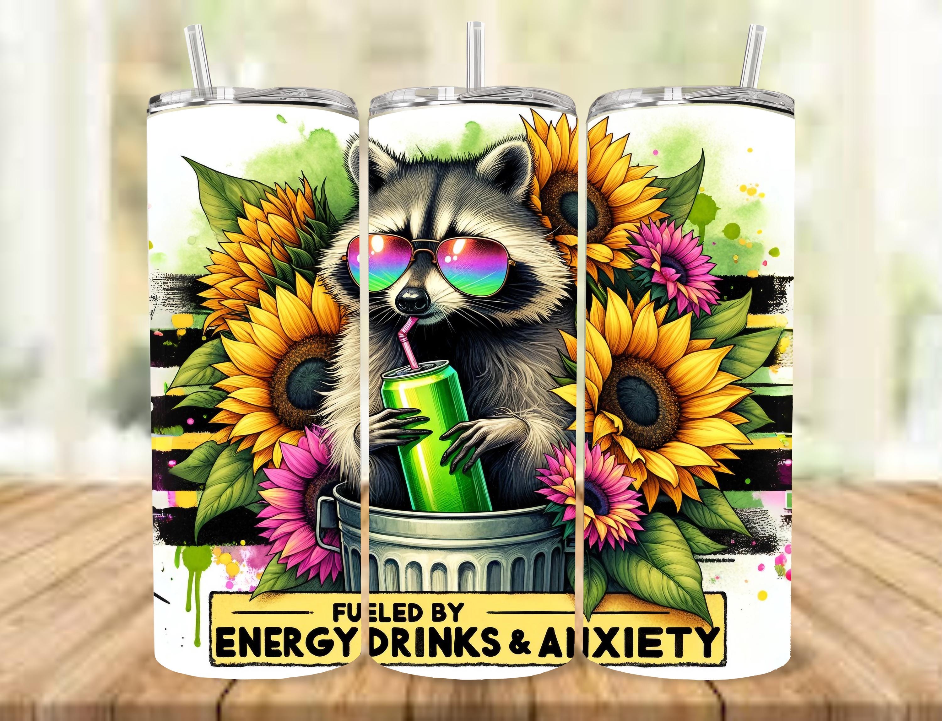 Fueled By Energy Drinks & Anxiety - 20 oz Skinny Tumbler